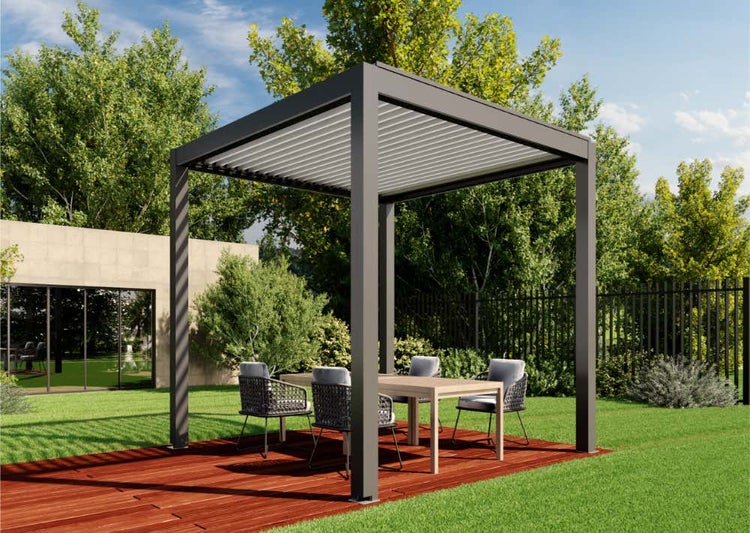 Huun Pergola Mezzo aus Metall in Grau, 3x3m