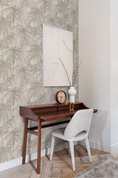 Origin Wallcoverings Tapete 3D Muster Blätter Hellgrau - 50 x 900 cm - 347915