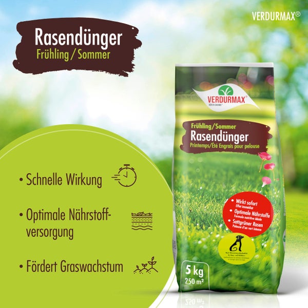 Verdurmax Rasendünger für Frühling und Sommer, 5 Kilogramm