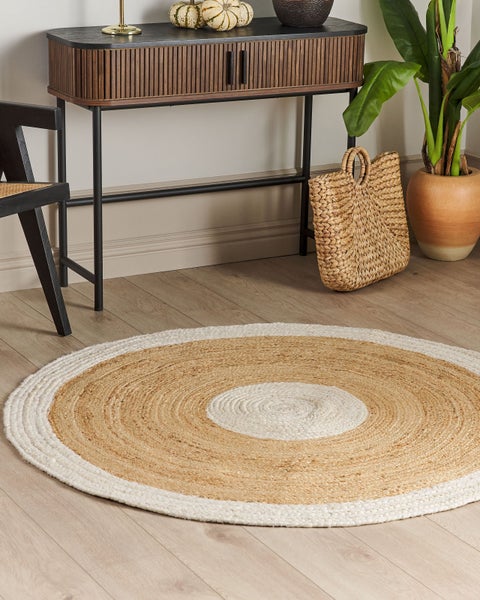 Teppich YAYALAR Cremeweiß ø 140 cm Jute