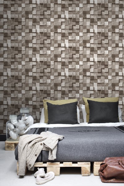 ESTAhome Tapete 3D Holzoptik Braun - 53 cm x 10.05 m - 138530