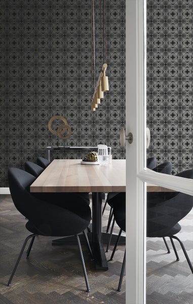 Origin Wallcoverings Tapete grafische Form Schwarz und Silber - 53 cm x 10.05 m - 346221