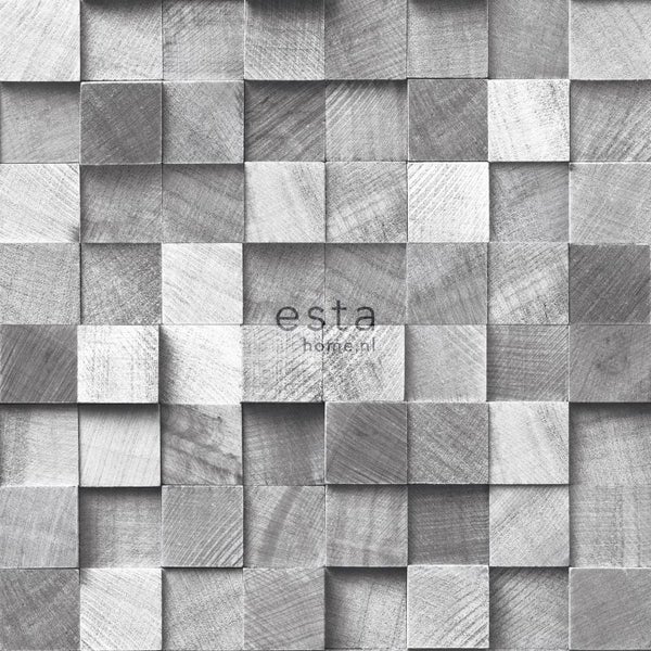 ESTAhome Tapete 3D Holzoptik Grau - 53 cm x 10.05 m - 138527
