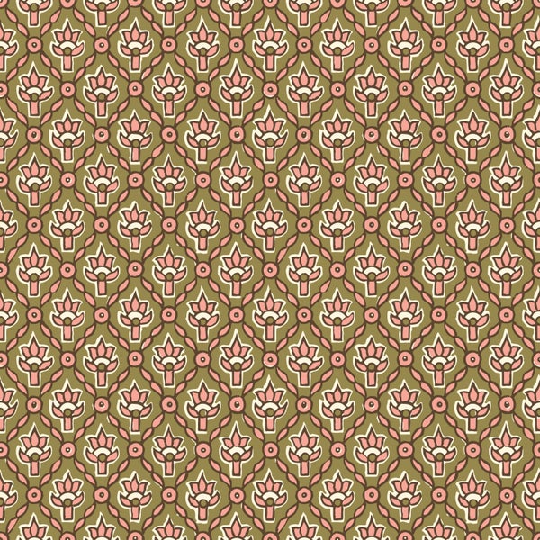 ESTAhome Tapete Blumenmuster Grün - 50 x 900 cm - 131545