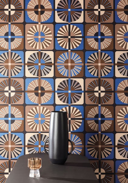 Masureel Tapete Fliesenmuster Blau - 70 cm x 10.05 m - 631715