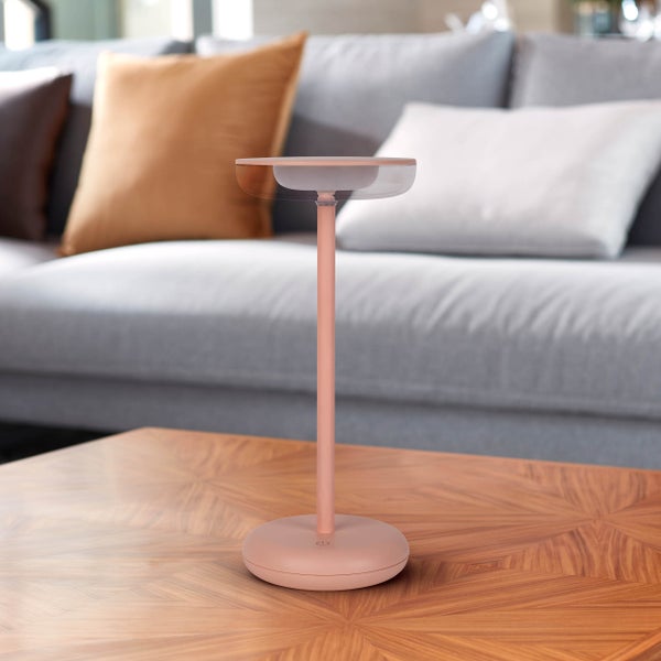 Akku-Tischleuchte PASI für Außen und Innen, aus Metall und Kunststoff in Rosa, dimmbar, mit Touch- und Memory-Funktion, ca. 26 cm hoch