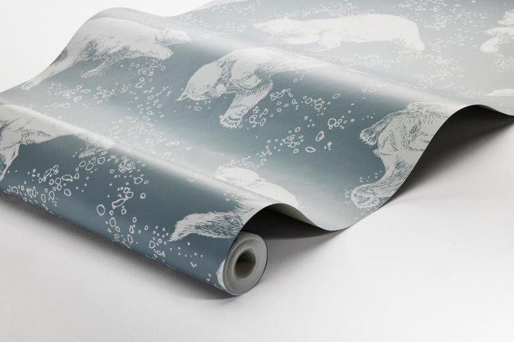 Borastapeter Tapete Bärchen Graublau - 53 cm x 10.05 m - 660779