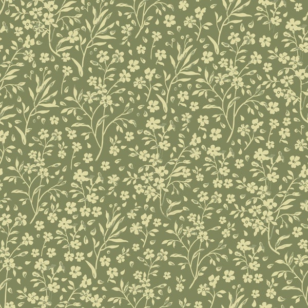 ESTAhome Tapete Blumen Grün - 50 x 900 cm - 131210