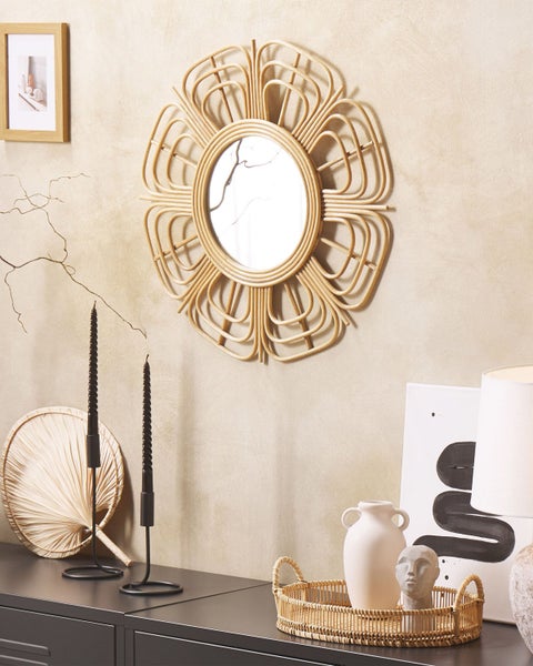Wandspiegel PASAKU 60 cm 60 cm Rattan Naturfarben