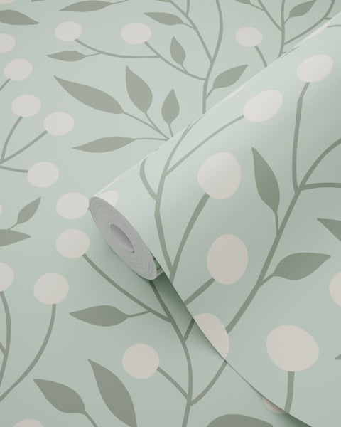 ESTAhome Tapete Blumenmuster Mintgrün - 50 x 900 cm - 139592