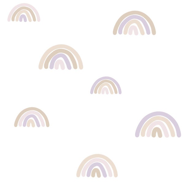 ESTAhome Tapete Regenbogen Violett und Beige und Weiß - 53 cm x 10.05 m - 139683
