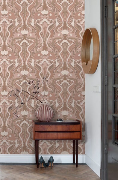 ESTAhome Tapete Blumenmuster im Jugendstil Altrosa - 50 x 900 cm - 139895