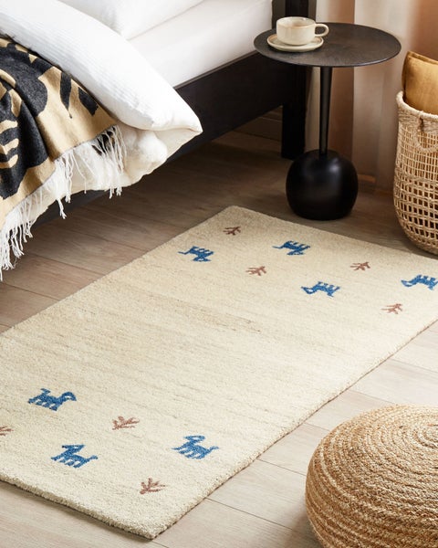 Gabbeh Teppich Wolle helles Beige 80 x 150 cm Hochflor YALI