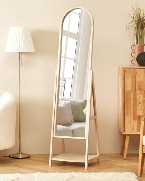 Standspiegel mit Ablagefläche CHAMBERY 170 cm Holz Hellbraun