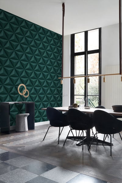 Origin Wallcoverings Tapete 3D-Muster Petrolblau - 53 cm x 10.05 m - 347817