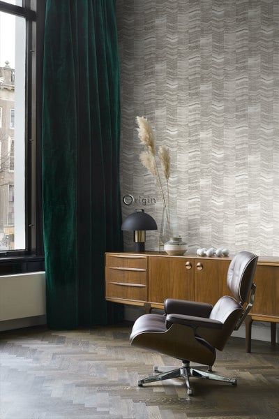 Origin Wallcoverings Tapete Zick-Zack-Mamorstreifen Hellgrau - 53 cm x 10.05 m - 337246