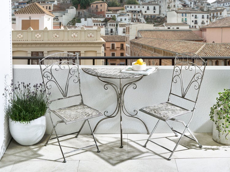 Bistro Set NURRA Metall Grau