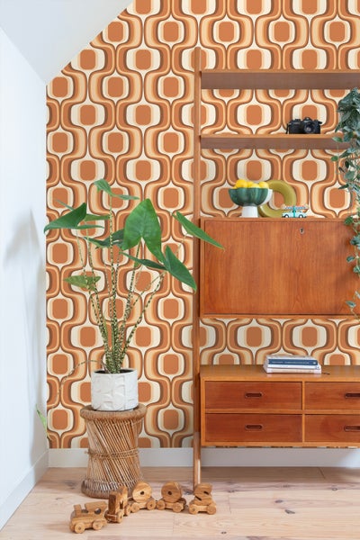 ESTAhome Tapete Retro-Ornamente Terrakotta - 50 x 900 cm - 131585