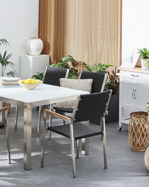 Gartenstuhl 2er Set GROSSETO Polyrattan Schwarz