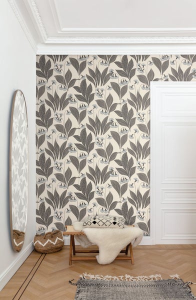 Masureel Tapete Blumen Schwarz und Weiß - 53 cm x 10.05 m - 632059