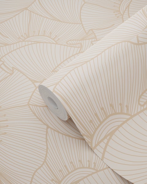 ESTAhome Tapete Mohnblumen Beige - 53 cm x 10.05 m - 139705