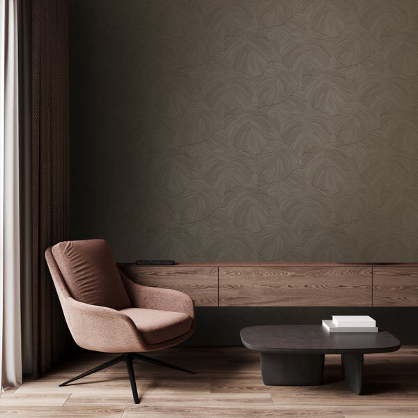 Origin Wallcoverings Tapete tropische Blätter Beigebraun - 53 cm x 10.05 m - 348026