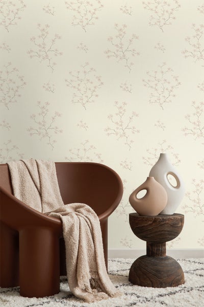 Origin Wallcoverings Tapete Blüte Beige und Rosa - 53 cm x 10.05 m - 346545