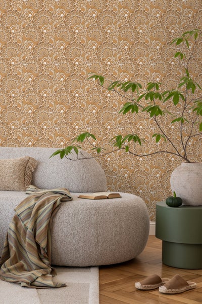 ESTAhome Tapete Blumenmuster Braun - 50 x 900 cm - 131089