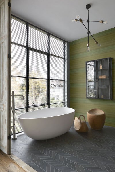 Origin Wallcoverings Tapete Gewebeoptik mit Farbverlauf Moosgrün - 53 cm x 10.05 m - 347752