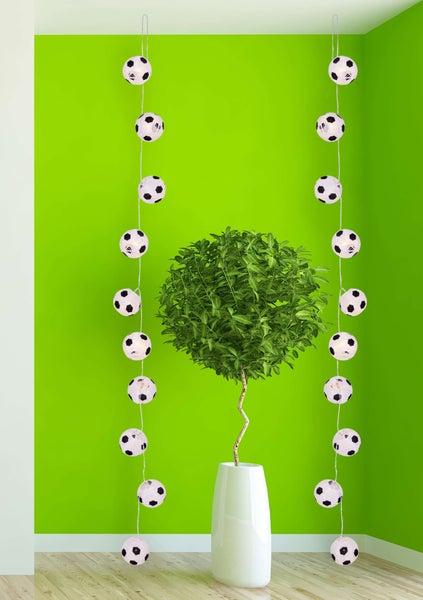 LED Papier-10er-Lichterkette Fußball , für Innen, aus Metall und Papier in Weiß, mit integrierter LED