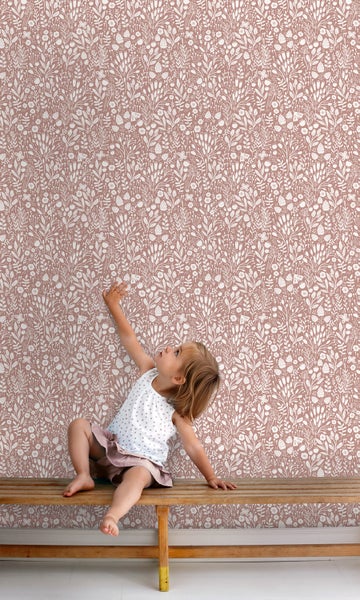 ESTAhome Tapete Blumen Altrosa - 50 x 900 cm - 131255