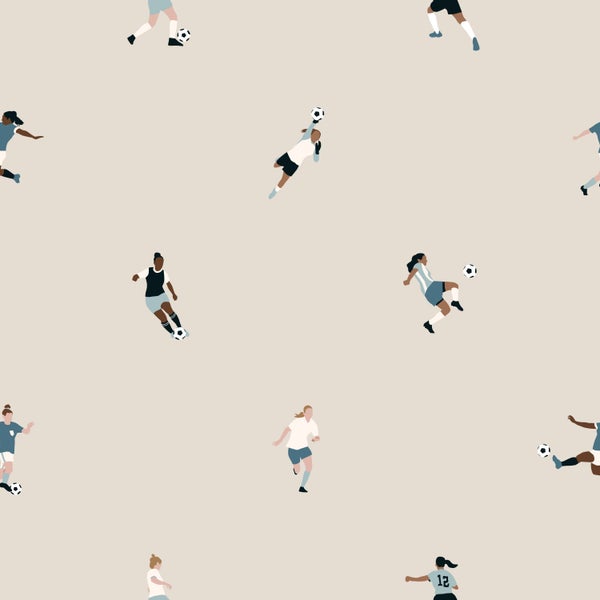 ESTAhome Tapete Fußballspielerinnen Beige - 50 x 900 cm - 131282