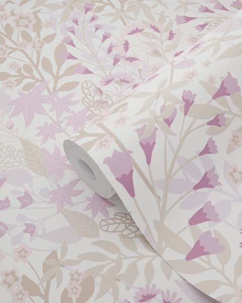 ESTAhome Tapete Feldblumen Violett und Graugrün - 50 x 900 cm - 131350