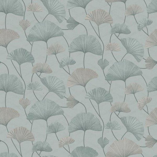Borastapeter Tapete Ginkgoblätter Graublau - 53 cm x 10.05 m - 660867