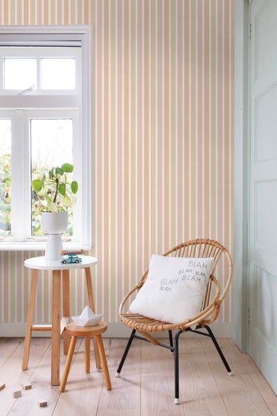 ESTAhome Tapete Streifen Beige, Terrakotta und mauve-violett - 50 x 900 cm - 131505