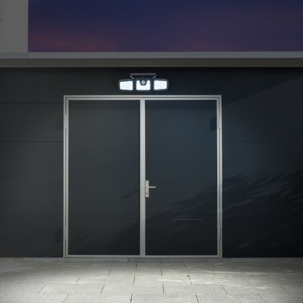 LED Solar Außenwandleuchte Pacita, Multifunktionsleuchte  Außenwandlampe aus  Kunststoff in Schwarz, 28,3 x 13,5 x ca. 11 cm