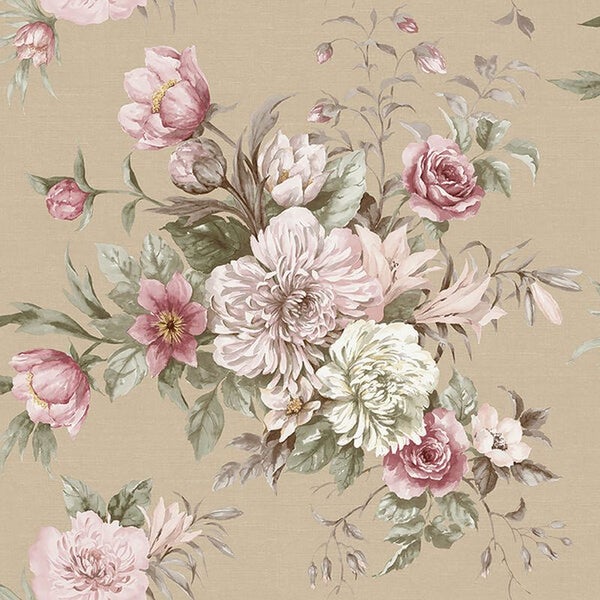 Borastapeter Tapete Blumenstillleben Rosa - 53 cm x 10.05 m - 660257
