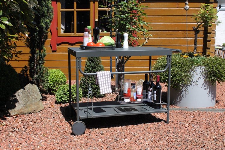 Grill-Serviertisch mit Rollen, anthrazit, 100 x 48 x 73 cm