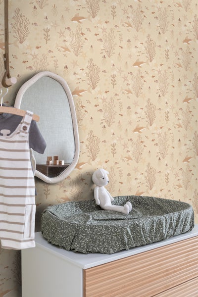 ESTAhome Tapete Unterwasserwelt Beige - 50 x 900 cm - 130930