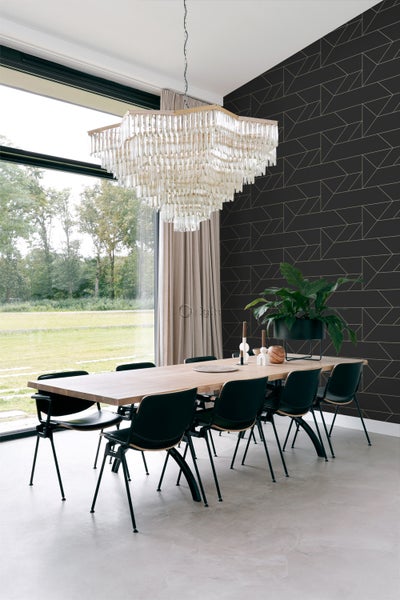 Origin Wallcoverings Tapete grafische Linien Schwarz und Gold - 53 cm x 10.05 m - 347726