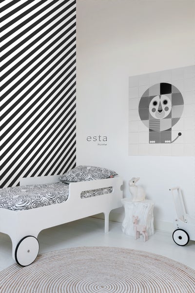 ESTAhome Tapete Streifen Schwarz-Weiß - 53 cm x 10.05 m - 139112