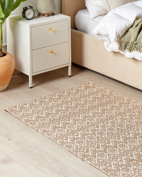 Teppich Jute beige 80 x 150 cm geometrisches Muster Kurzflor ATIMA