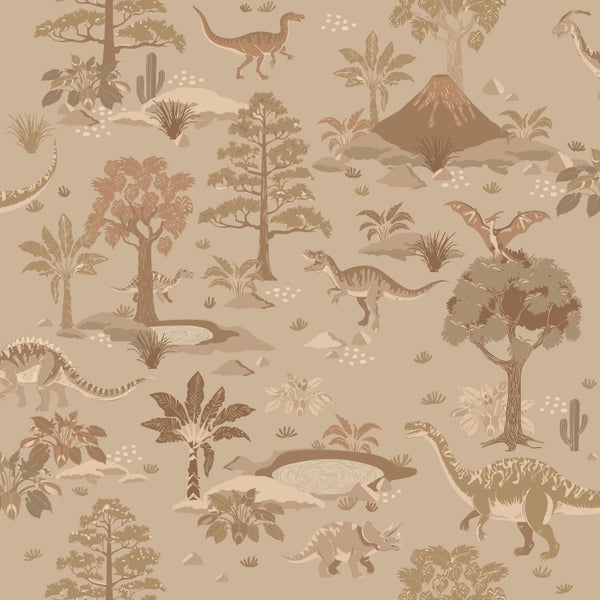 ESTAhome Tapete Dinosaurier Braun - 50 x 900 cm - 131658
