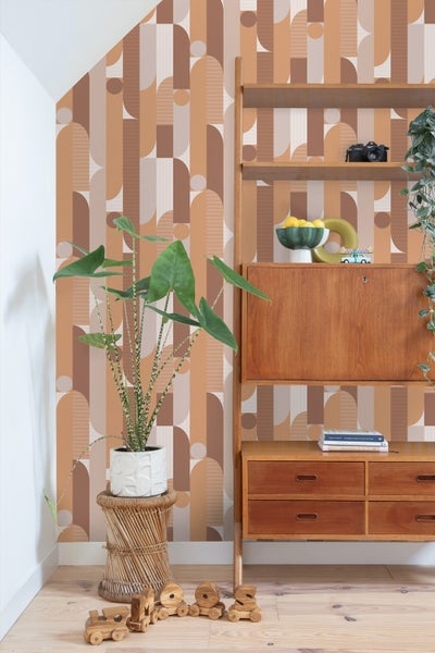 ESTAhome Tapete geometrische Formen Hellbraun - 50 x 900 cm - 131060