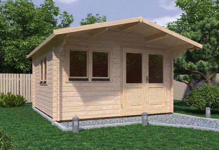 Alpholz Gartenhaus Linus Gartenhaus aus Holz, Holzhaus mit 44 mm Wandstärke, Blockbohlenhaus mit Montagematerial