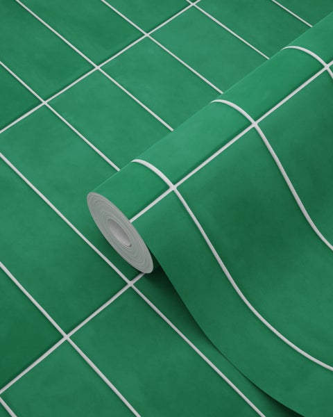 ESTAhome Tapete Fliesenmuster Dunkelgrün - 50 x 900 cm - 131534