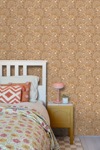 ESTAhome Tapete Blumenmuster Braun - 50 x 900 cm - 131089