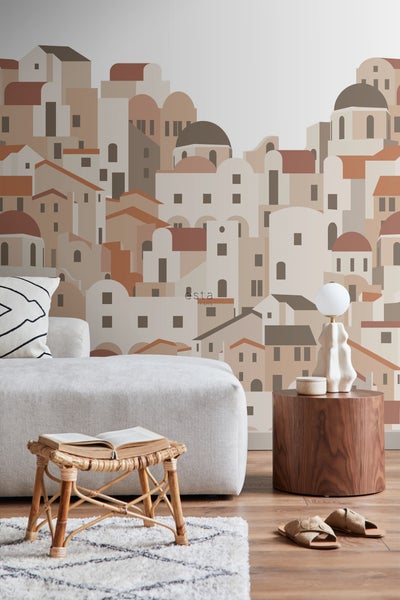 ESTAhome Fototapete Mediterrane Häuser Terrakotta - 200 x 279 cm - 159259