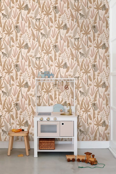 ESTAhome Tapete Affen Terrakottarosa - 50 x 900 cm - 139737