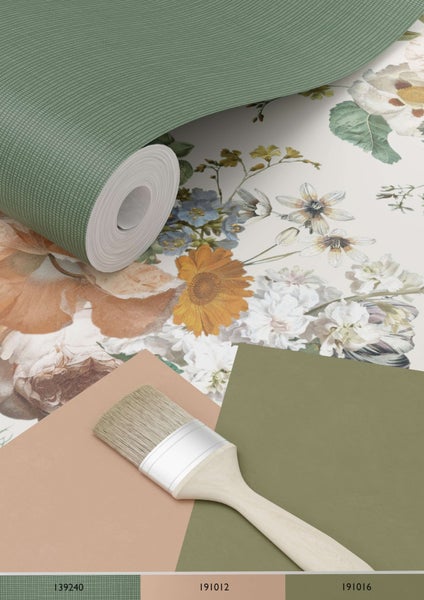 ESTAhome Tapete Blumenmuster Beige - 53 cm x 10.05 m - 139544